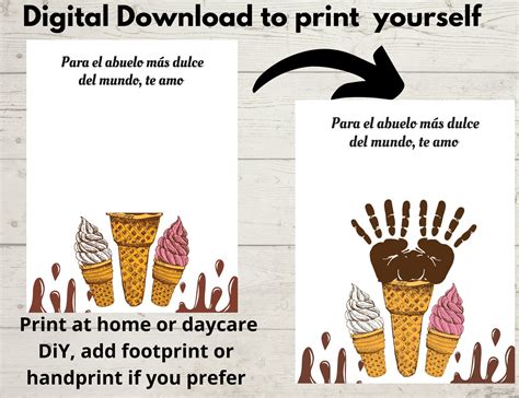 Abuelo Handprint Art, Gift for Abuelo in Spanish, Ice Cream Cone ...