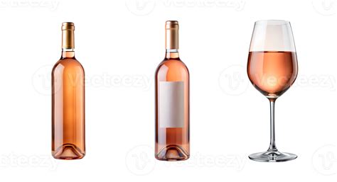Set of rose wine bottles and glass isolated transparent 49513708 PNG