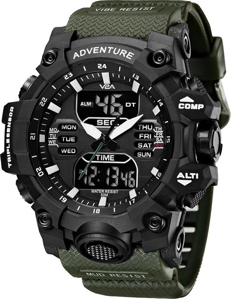 V2A Bold and Big Dial Multifunction Analogue and Digital Sports Watch ...