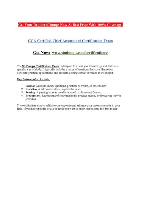 CCA Certified Chief Accountant Certification Exam - Get Your Required ...