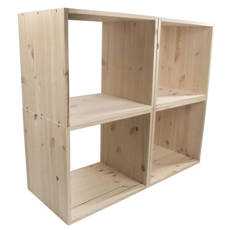 Buy 4 TIER Wooden Bookcase Shelving Display Storage Unit | Unpainted ...