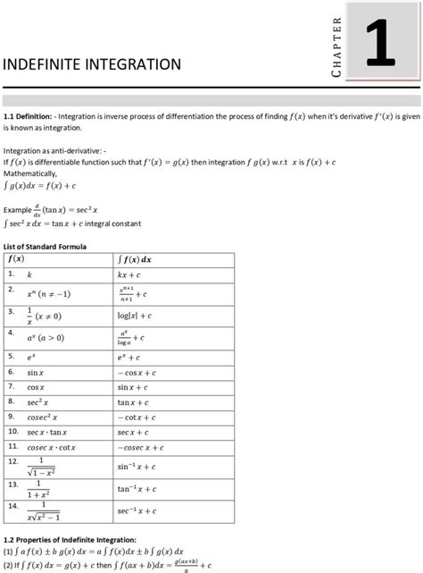 Image result for Calc Integral Formula Sheet