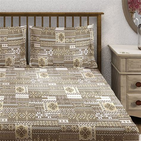 Buy SWAYAM Ananda Cotton Printed 210TC 3Pcs King Fitted Bedsheet Set ...