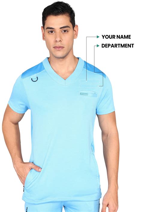4-Way Stretchable Men's Sky Blue Top & Jogger Bottom Scrub Set ...