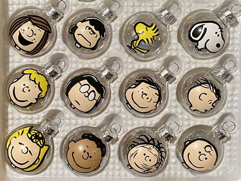 Charlie Brown Inspired 12 Piece MINI Glass Ornament Set - Etsy ...