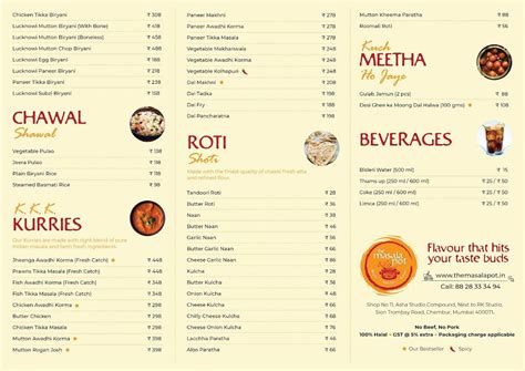 Menu at The Masala Pot, Mumbai