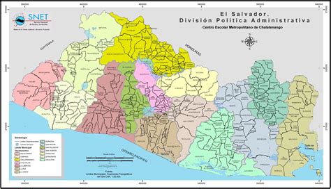 Mapa de la división política administrativa de El Salvador
