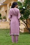 Buy Purple Muslin, Silk Embroidery V-neck Syra Border Kaftan And Pant ...