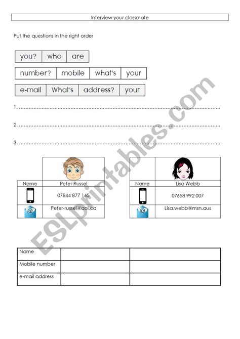 Classmate Interview Worksheet 的图像结果