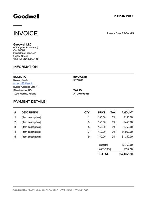 Free Microsoft Word Invoice Templates (.docx) | Billpal
