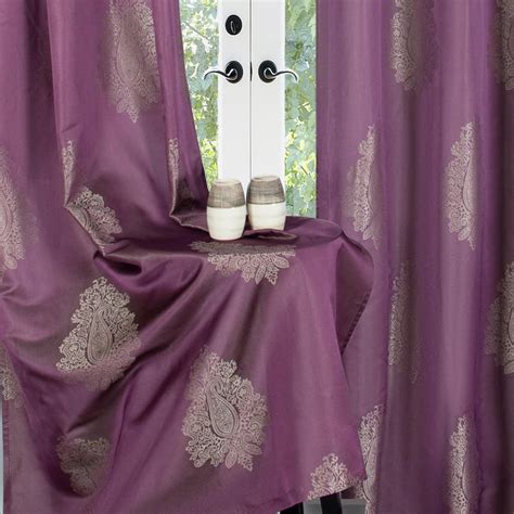 Buy DECO WINDOW Jaquard Purple Printed Semi-Blackout Door Curtains ...
