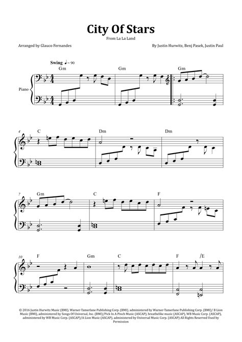 City Of Stars (arr. Glauco Fernandes) by Justin Hurwitz Sheet Music for ...