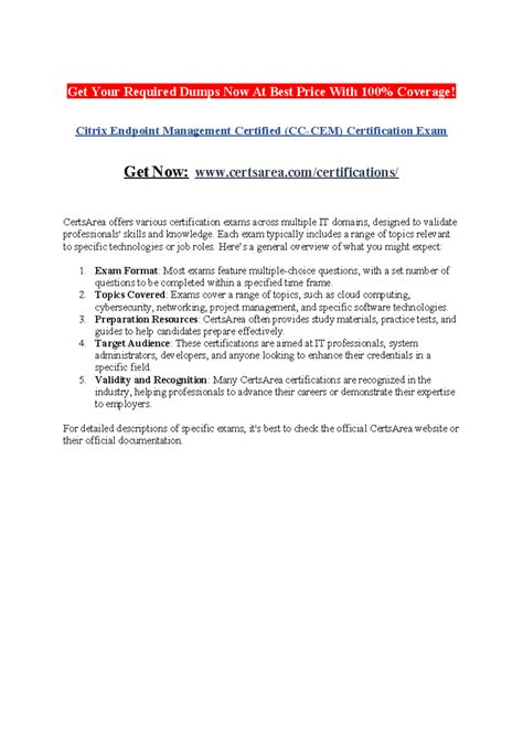 Citrix Endpoint Management Certified (CC-CEM) Certification Exam - Each ...
