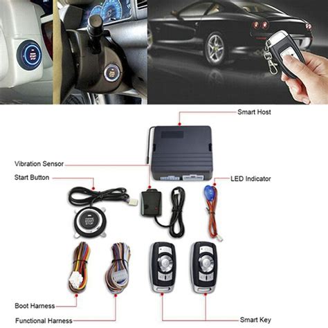 12V Universal Car Push Button Start Remote Ignition Vibration Alarm System | Wish
