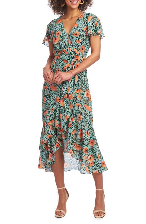 Rachel Rachel Roy Talula Floral Leopard Print Ruffled Midi Dress In ...