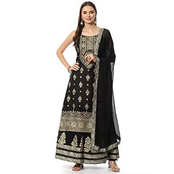 Buy BIBA Women's Black Art Silk Straight Kurta Sharara Suit Set at ...