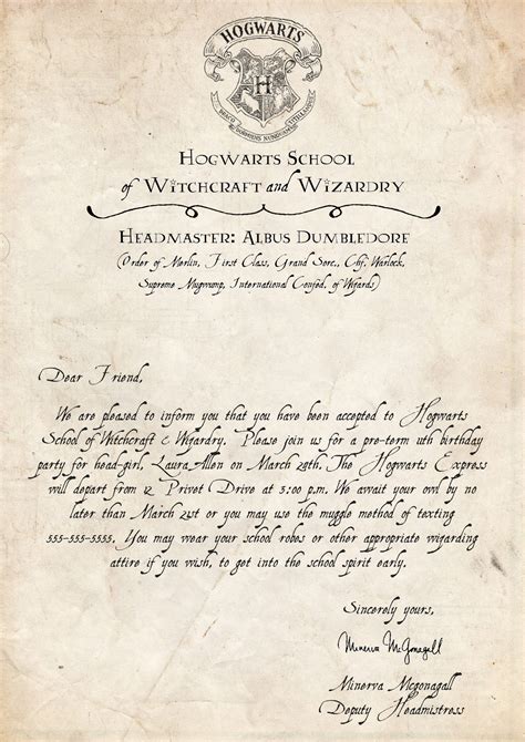 Harry Potter Hogwarts Letter Birthday Invitation - Etsy