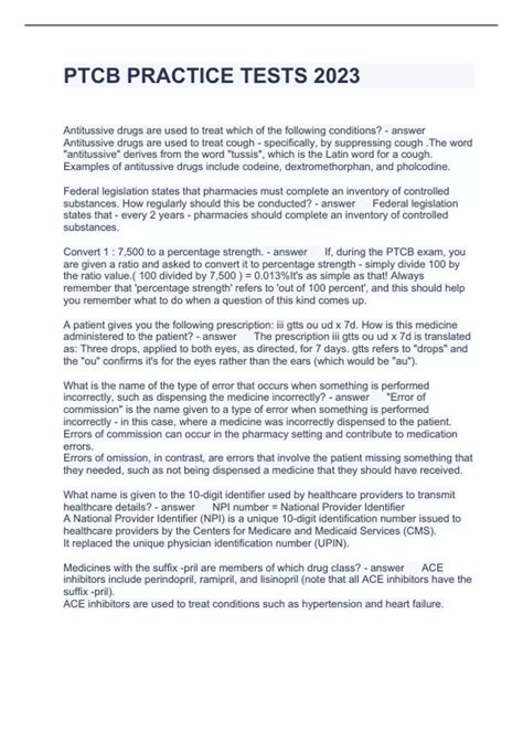 PTCB PRACTICE TESTS 2023 QUESTIONS AND ANSWERS 100% CORRECT 2023 - PTCB ...