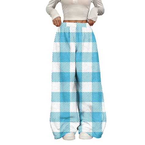 ASDFVBKG Straight Leg Pajama Pants for Women Fuzzy Elastic Waist Casual ...