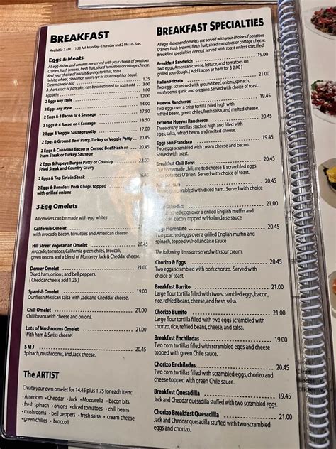 Hill Street Cafe La Cañada Menu - Updated November 2025