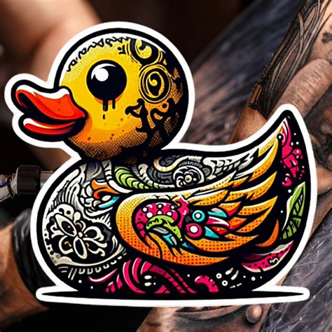 Rubber Duck With Tattoos Window Sticker Water Bottle Tumbler Laptop ...