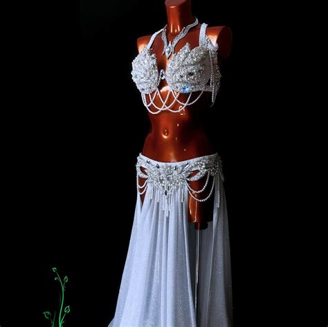 White Custom Belly Dance Costume Dance Wear for Belly Dance Luxury ...
