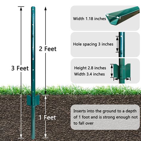 Snapklik.com : Thealyn Fence Posts 3 Feet, Pack Of 10, Metal Fence ...