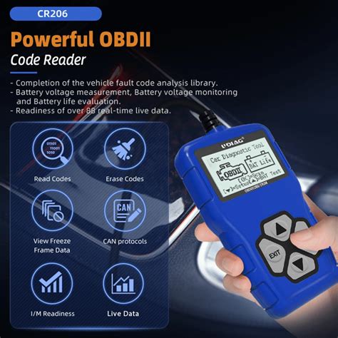 udiag UDIAG CR206 OBD2 Scanner With Battery Test,Car Scan Check Engine ...