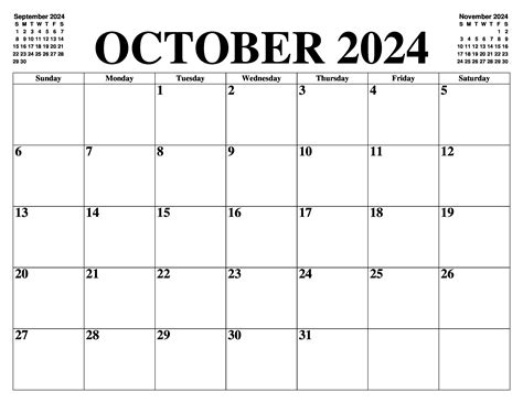 October 2024 Printable Calendar