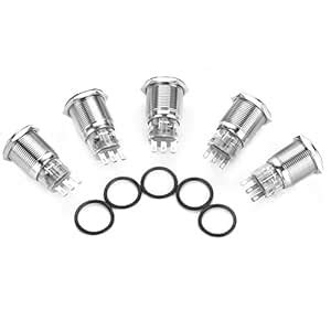 Push Button Switch, 5 pcs/set 2A/220V 19mm Stainless Steel 3 Pin Round ...