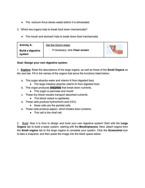 SOLUTION: Digestive system gizmo activity a and activity b ashlene ...