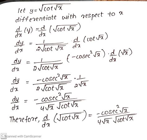 Differentiate each of the following w.r.t. x : √(cot√(x))