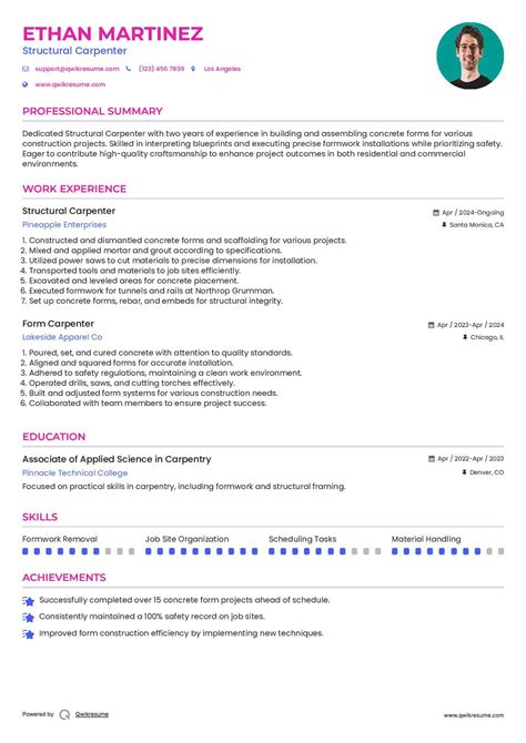 10+ Form Carpenter Resume Samples & Templates for 2025