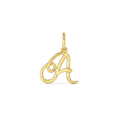 Alphabet A Cursive Gold Charm | JKJ Jewellers