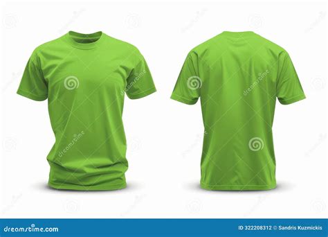 Lime Green T-shirt Template Showing the Front and Back Views ...