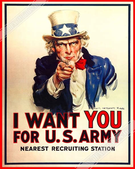 Uncle Sam Poster, World War 1 Poster Print, Vintage Us World War 1 ...