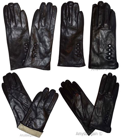 Women's Genuine Leather dress gloves Insulated Winter Warm Black Gloves ...