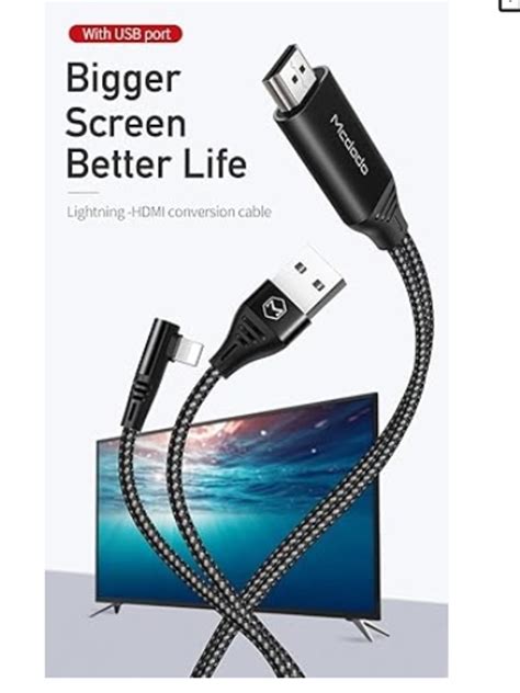 MCDODO 90 Degree Lightning to HDMI Cable 4K - 2 Meter