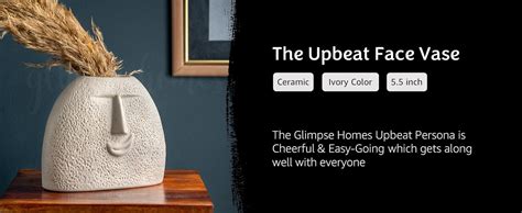 Buy Glimpse Homes Ceramic Flower Vase | Set of 2 | Upbeat Face Vase 5.5 ...