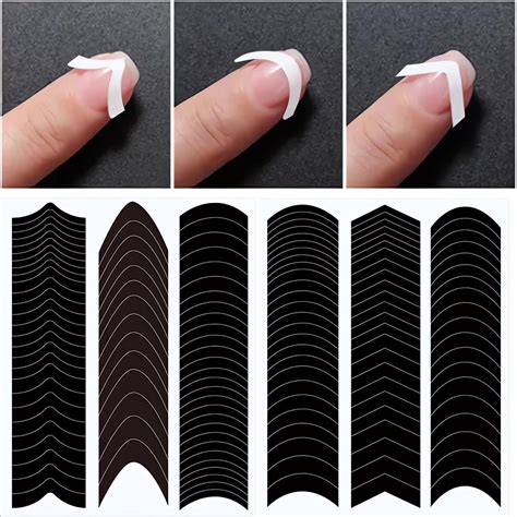 7 Sheets French Manicure Nail Art Stickers, Self-Adhesive French tip ...