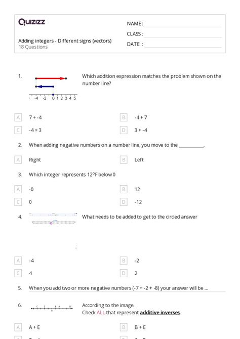 Image result for Adding Integers Worksheet
