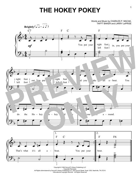 The Hokey Pokey by Charles P. Macak Sheet Music for Very Easy Piano at ...