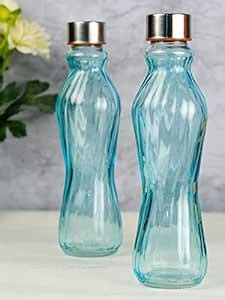 Goodhomes Glass Bottle in Sky Blue Colour with Airtight Cap for Water ...