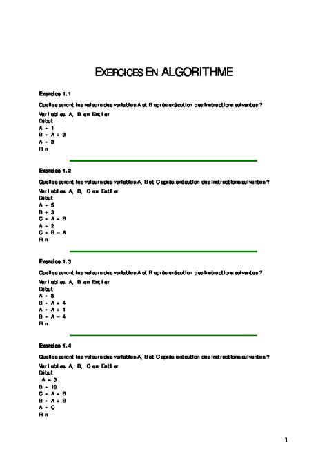 Image result for Algorithme Informatique Exercices Corriges