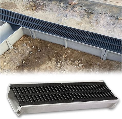 NOWLIN Outdoor Channel Drain System, 24 Inch 2 Ft Trench/French Drains ...