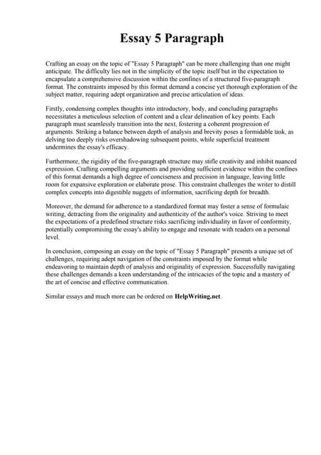 Image result for 5 Paragraph Essay Example