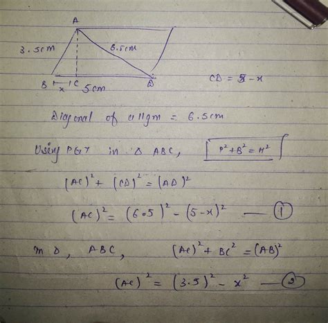 Two adjacent sides of a parallelogram measure 5cm and 3.5cm. One of its ...