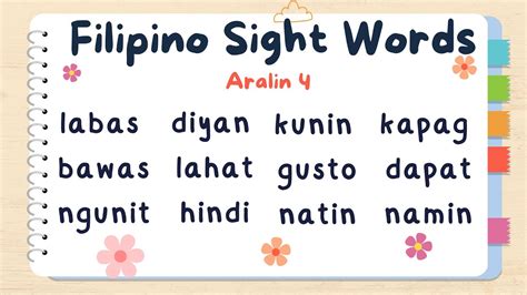 Image result for Tagalog Basic Sight Words