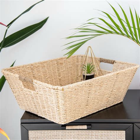50 x 40 x 18cm Rectangle Natural Palm Leaf Storage Basket - Bunnings ...