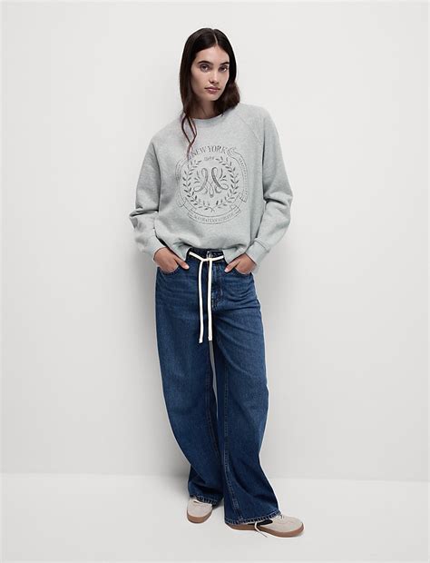 Buy Pure Cotton Slogan Sweatshirt at Marks & Spencer